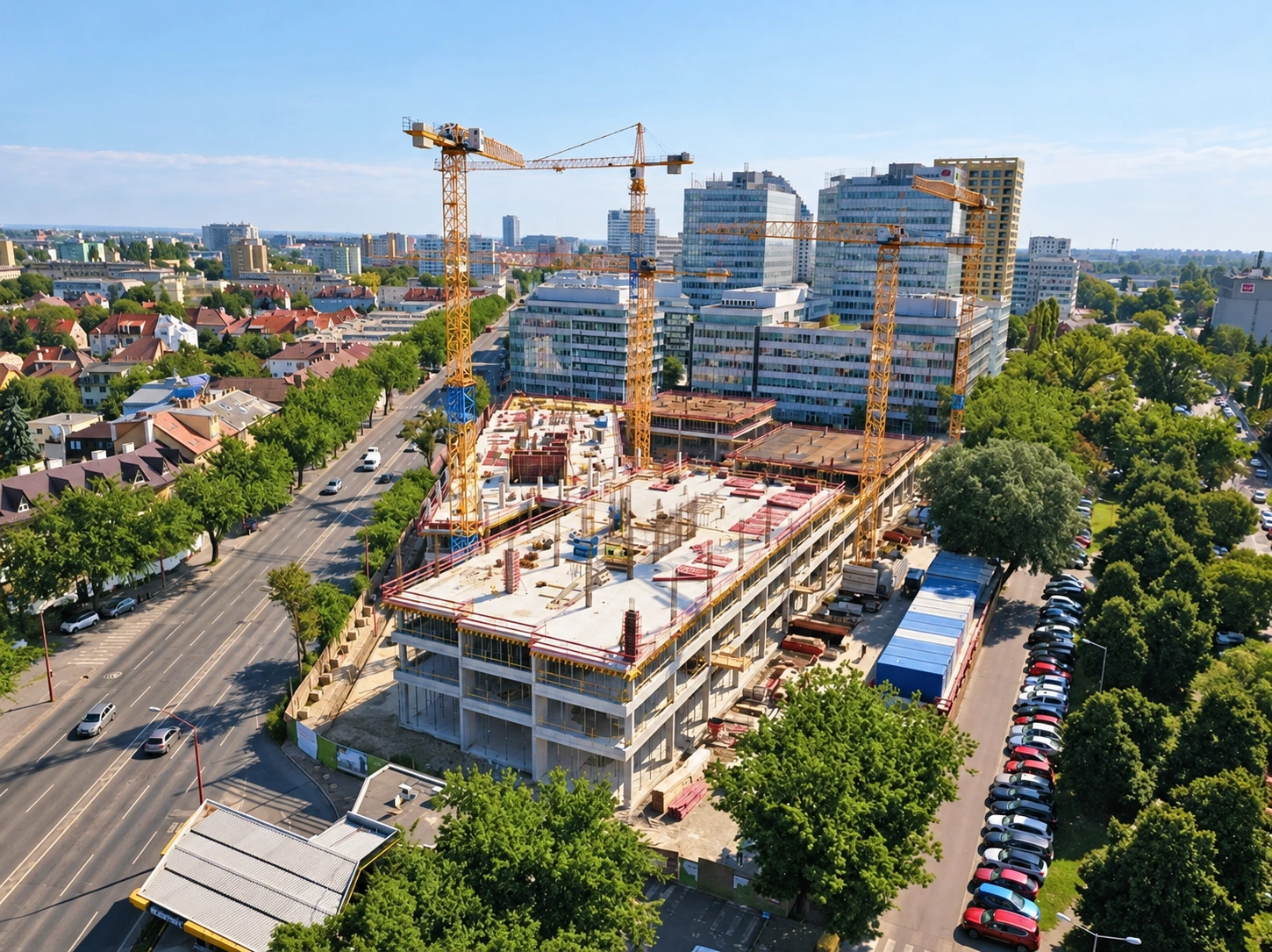 Nové Apollo – celkový letecký pohľad na rozostavaný objekt