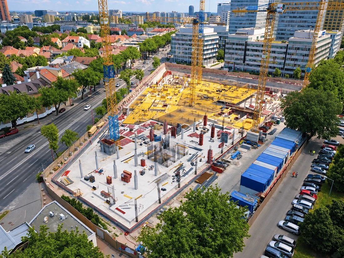 Nové Apollo – výstavba prvých podlaží so stropným debnením