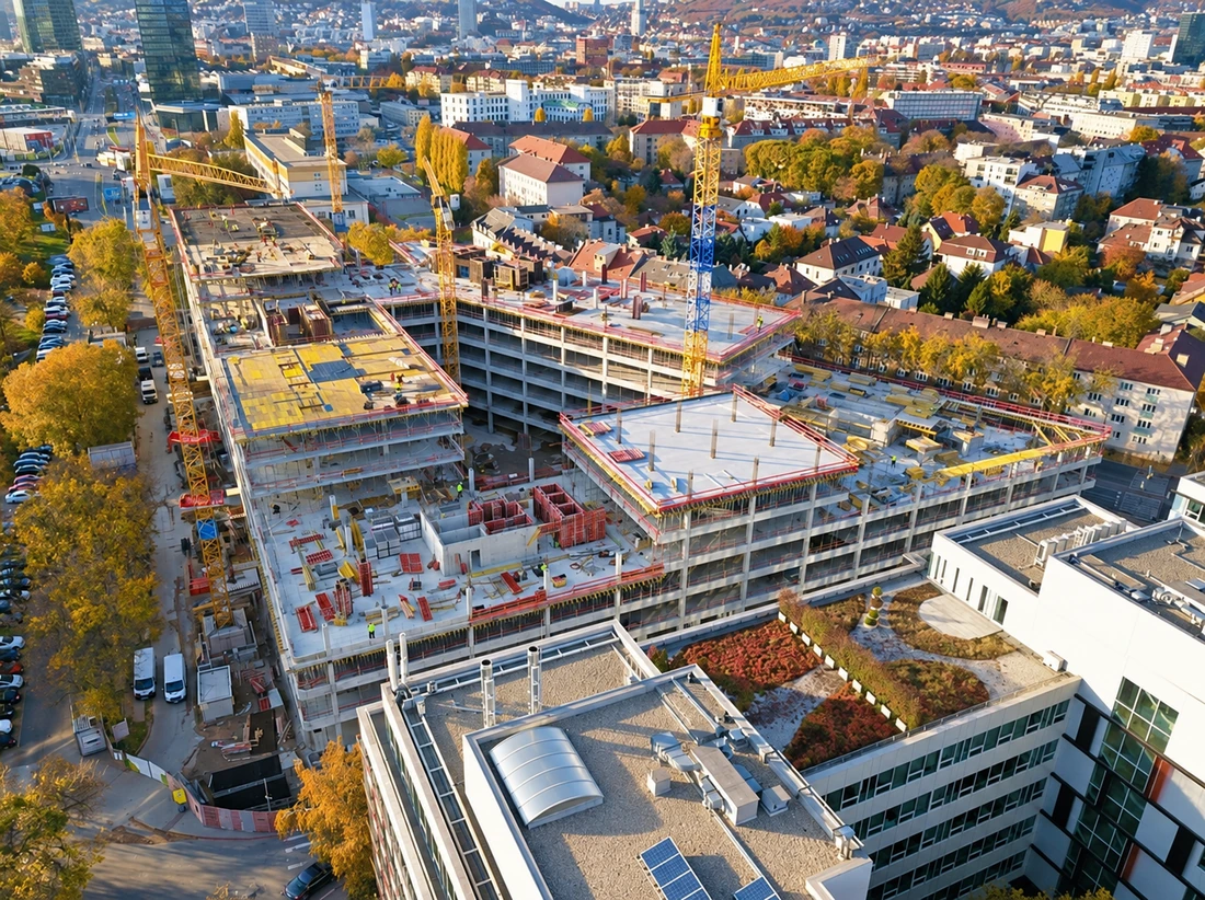Nové Apollo – letecký pohľad na podlažia a vnútorný dvor